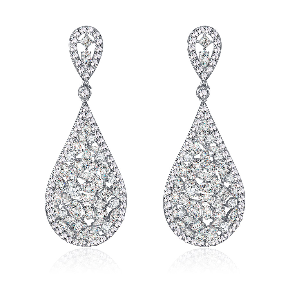 Ladies Cubic Zirconia Teardrop Earring